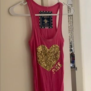 VICTORIA secret pink tank with gold sequin heart